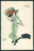 Artist Signed Carlos Bady Glamour Lady Big Hat serie 109 postcard TC5106 – fronte