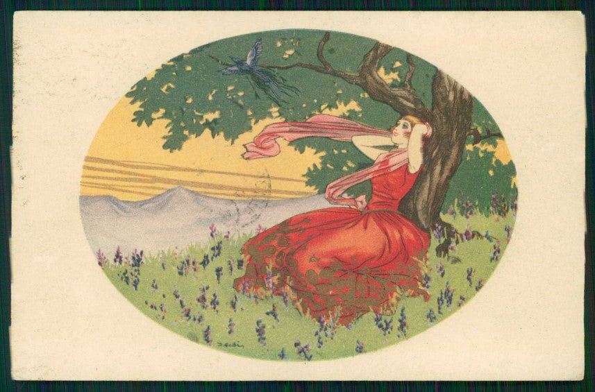 Artist Signed Gobbi Italian Art Deco Lady serie 2559 postcard TC5138 – fronte