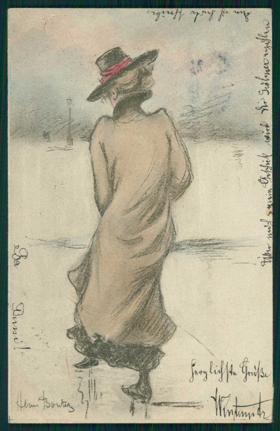Artist Signed Henri Boutet Art Nouveau Glamour Lady postcard TC5156 – fronte