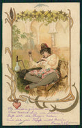 Artist Signed Art Nouveau Arab Lady serie 663 postcard TC5163 – fronte