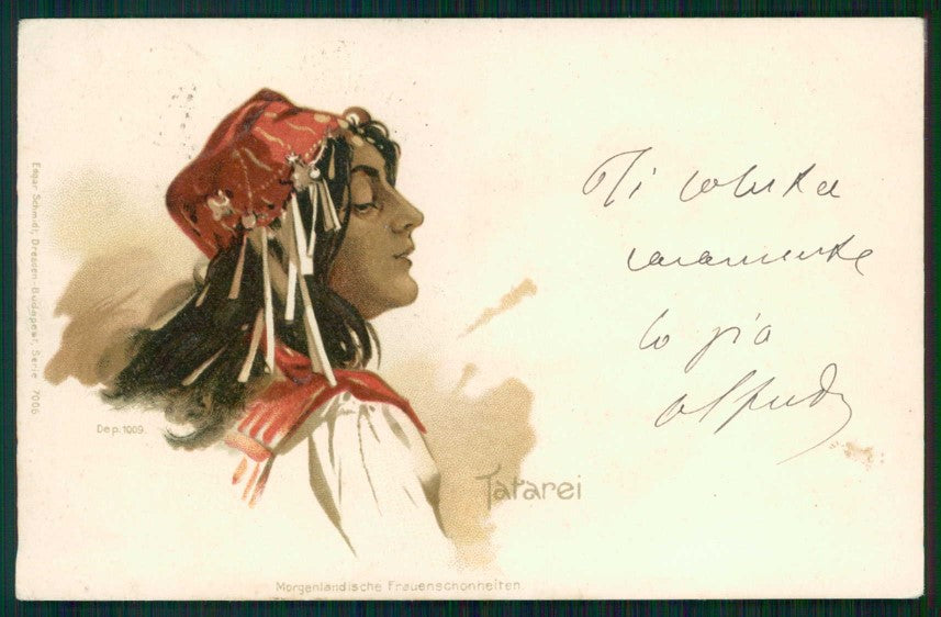 Artist Signed Arab Lady Tatarei Morgenlandische Frauenschoenheiten pc TC5165 – fronte