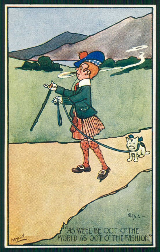 Artist Signed Hamish Duncan Scottish Boy Comic Tuck serie 1437 postcard TC5187 – fronte