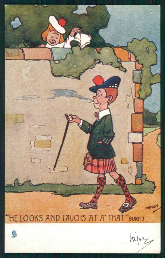 Artist Signed Hamish Duncan Scottish Boy Comic Tuck serie 6148 postcard TC5191 – fronte