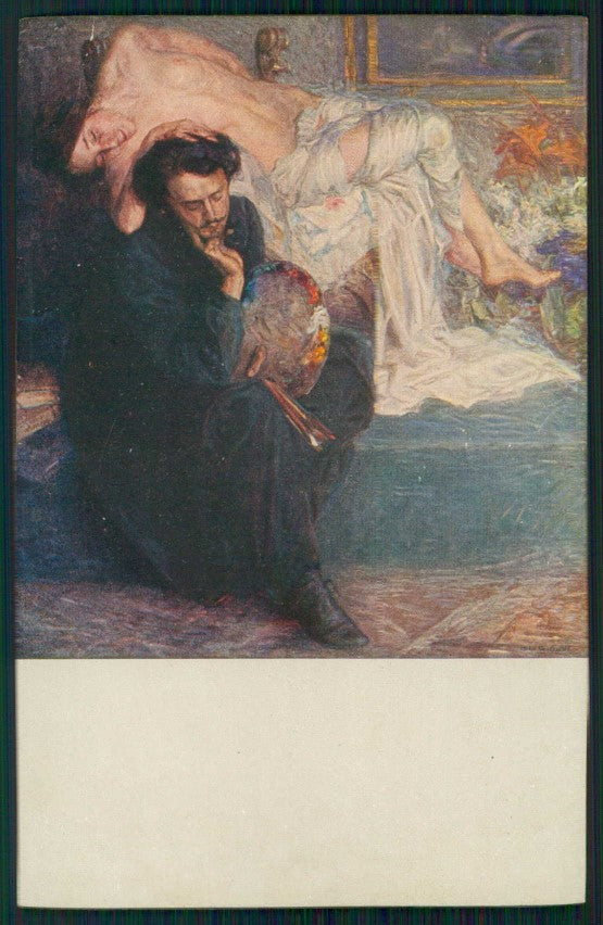 Artist Signed Piatti Risque Nude Lady Esposizione Venezia 1912 postcard TC5247 – fronte