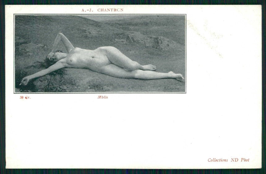 Artist Signed J. Chantron Risque Nude Lady postcard TC5250 – fronte
