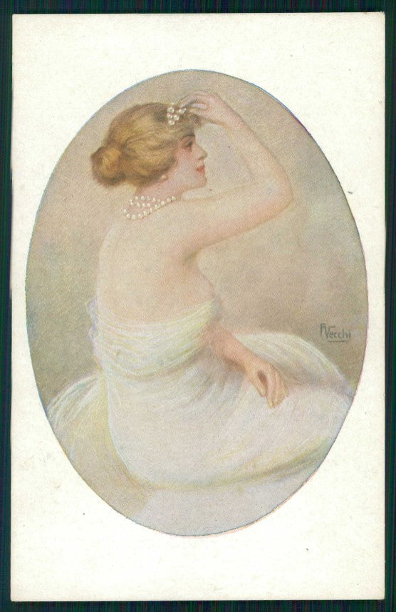 Artist Signed Vecchi Risque Lady serie 176 postcard TC5268 – fronte