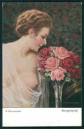 Artist Signed R. Borrmeister Risque Nude Lady serie 1128 postcard TC5285 – fronte