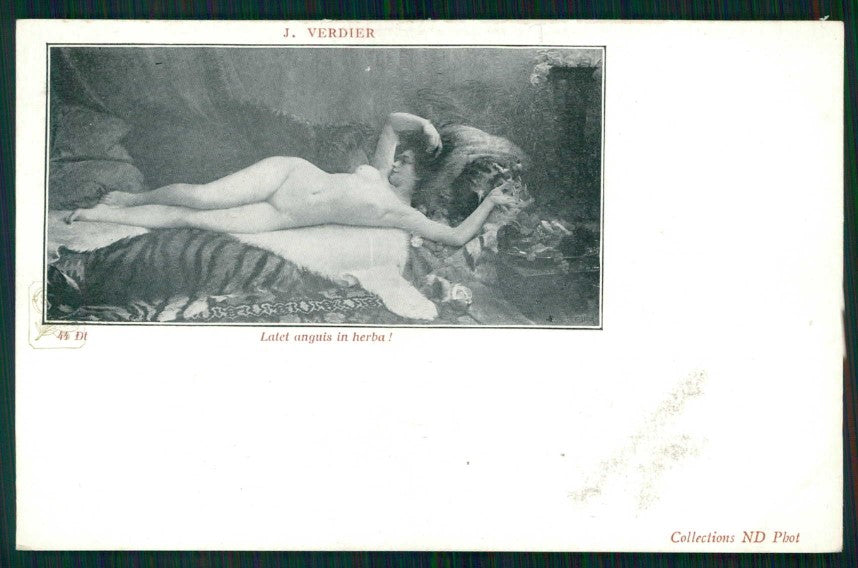 Artist Signed J. Verdier Risque Nude Lady serie 44 postcard TC5289 – fronte