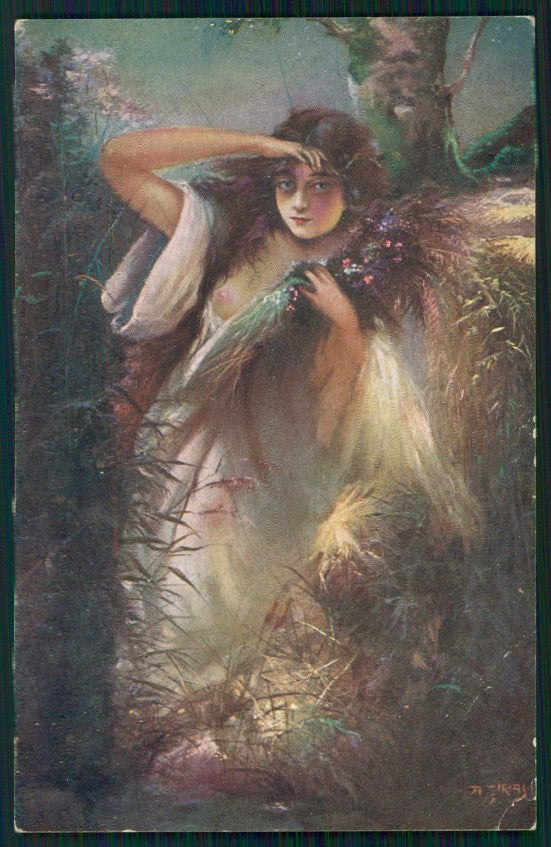 Artist Signed Jiras Risque Nude Lady serie 1084 postcard TC5298 – fronte