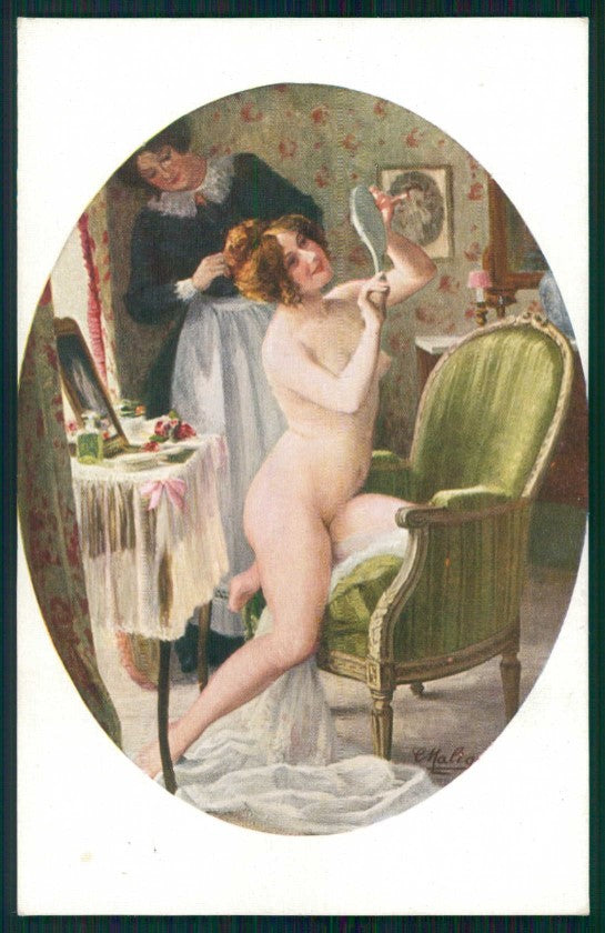 Artist Signed C. Maliquet Risque Nude Lady serie 951 Salon de Paris pc TC5324 – fronte