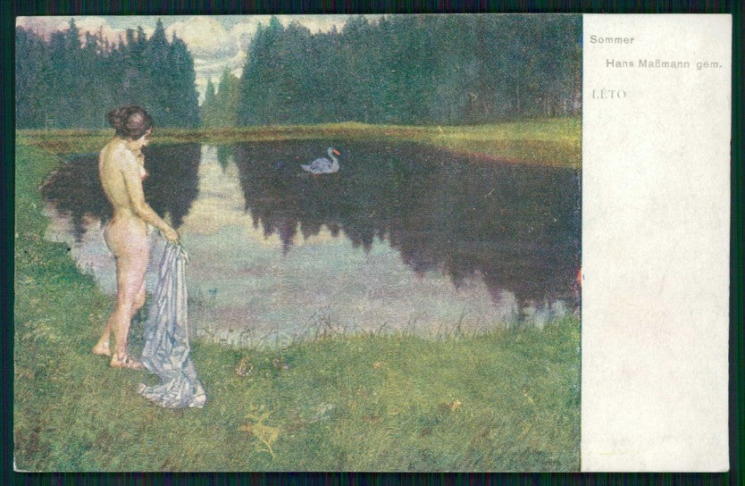 Artist Signed Hans Massmann Risque Nude Lady B R W I serie 2271 postcard TC5343 – fronte