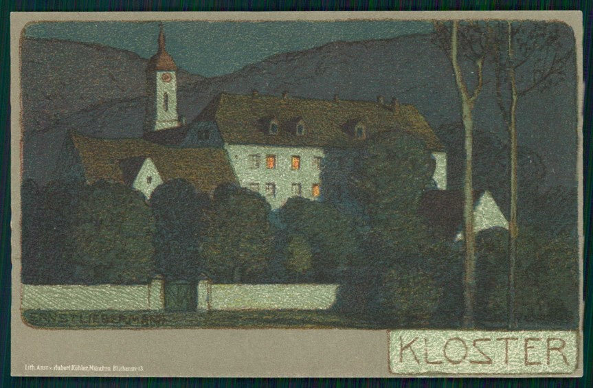 Artist Signed Ernst Liebermann Art Nouveau Kloster postcard TC5753 – fronte