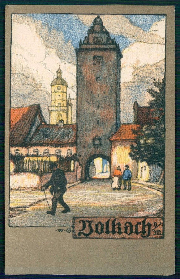 Artist Signed Wilheim Greiner Germany Bayern Volkach postcard TC5758 – fronte