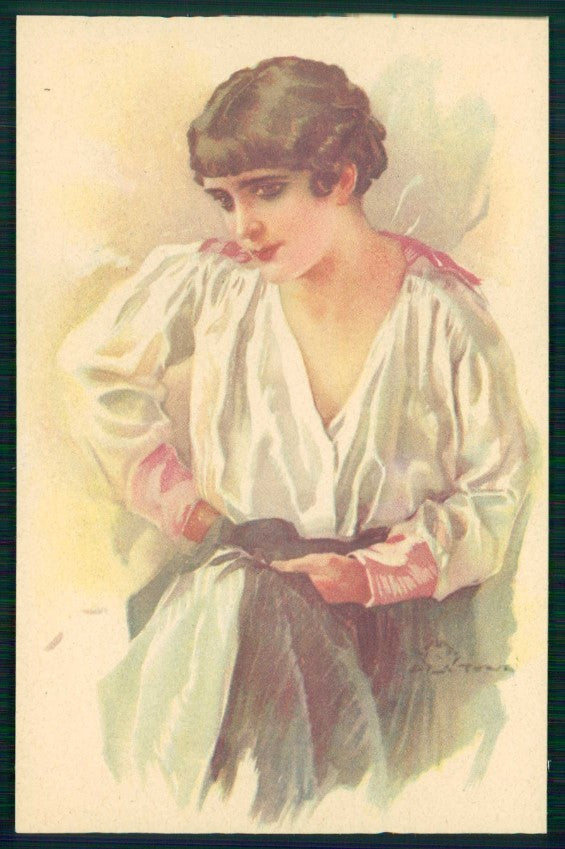 Artist Signed Terzi Glamour Lady Italian Art Deco serie 323-6 postcard TC5780 – fronte