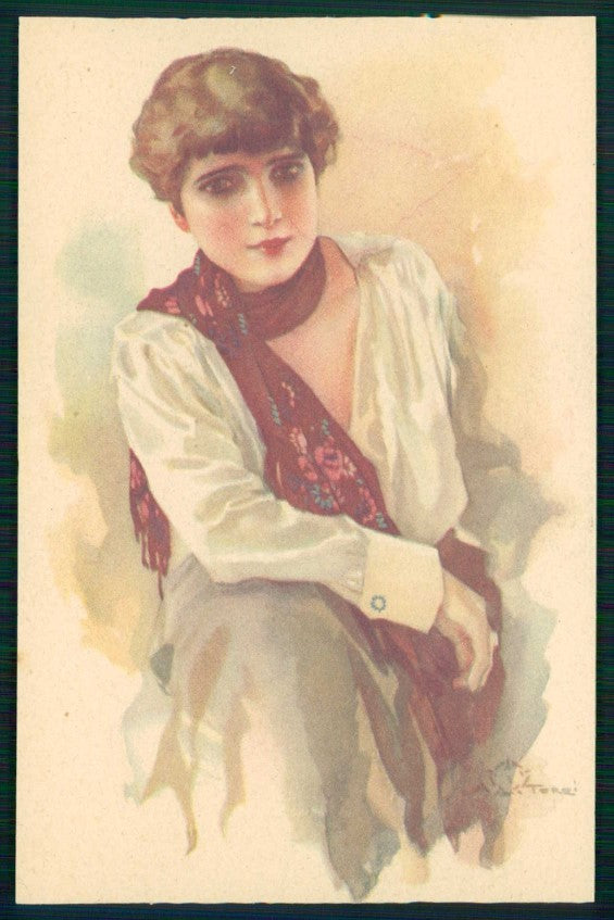 Artist Signed Terzi Glamour Lady Italian Art Deco serie 323-3 postcard TC5782 – fronte