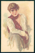 Artist Signed Terzi Glamour Lady Italian Art Deco serie 323-3 postcard TC5782 – fronte