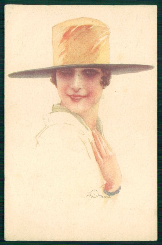Artist Signed Terzi Glamour Lady Italian Art Deco 322-5 WRINKLES postcard TC5783 – fronte