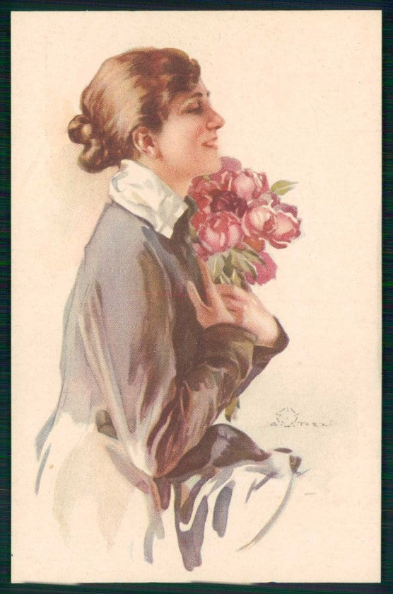 Artist Signed Terzi Glamour Lady Italian Art Deco serie 299-6 postcard TC5788 – fronte