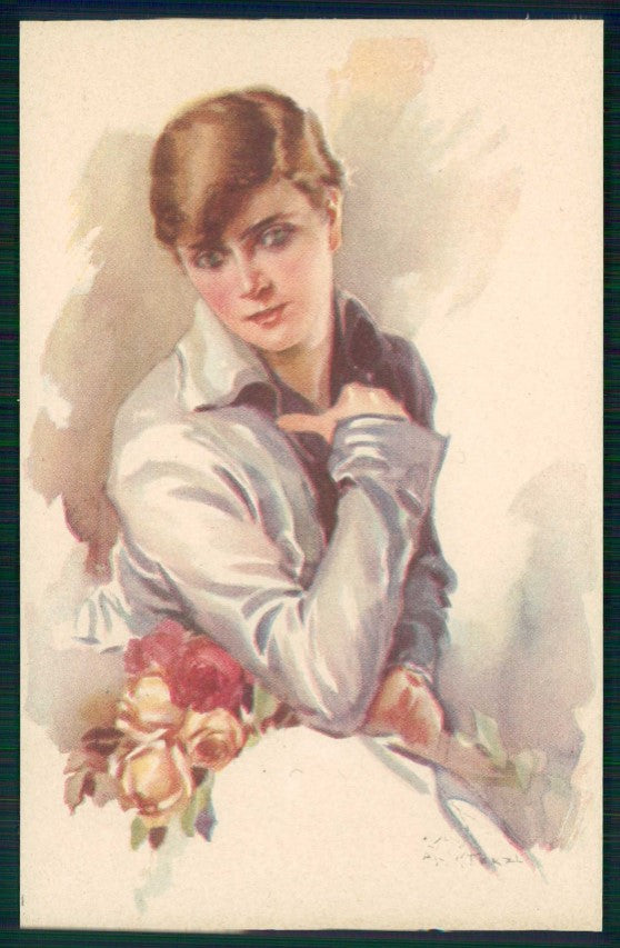 Artist Signed Terzi Glamour Lady Italian Art Deco serie 299-5 postcard TC5789 – fronte