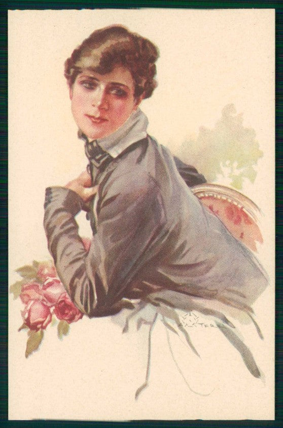 Artist Signed Terzi Glamour Lady Italian Art Deco serie299-3 postcard TC5792 – fronte