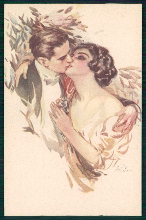 Artist Signed Couple Glamour Lady Italian Art Deco serie 274-3 postcard TC5794 – fronte