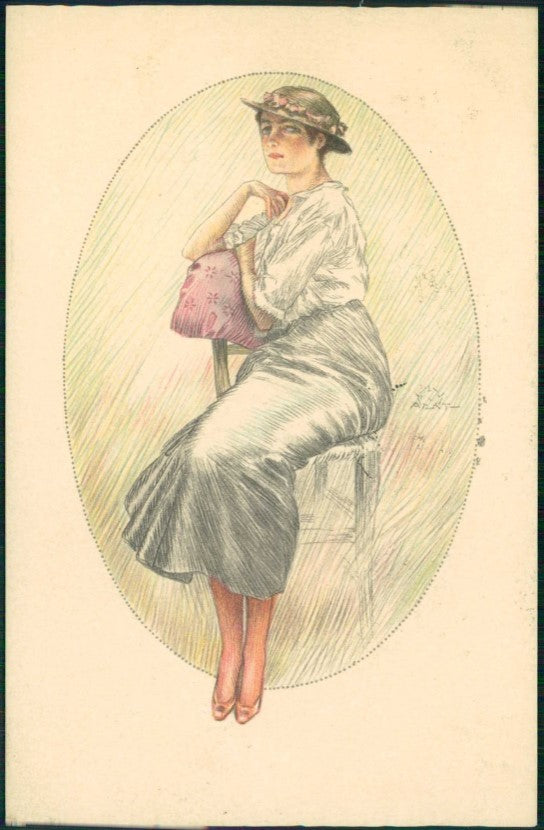 Artist Signed Terzi Glamour Lady Italian Art Deco serie 187-3 postcard TC5799 – fronte