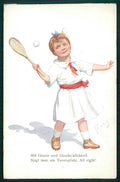 Artist Signed K. Feiertag Child Sport Tennis B K W I 711-3 postcard TC5804 – fronte