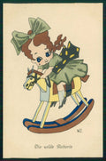 Artist Signed W Z Girl Rocking Horse serie XV -1 postcard TC5825 – fronte