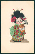 Artist Signed J. Zezulak Geisha Girl B K W I serie 267 postcard TC5834 – fronte
