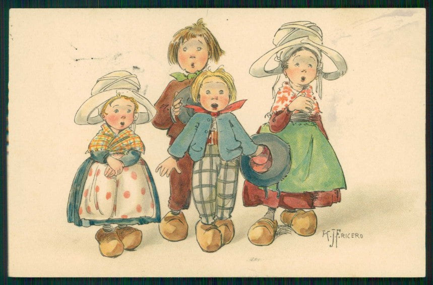 Artist Signed K. Fricero Dutch Children Dondorf serie 399 postcard TC5854 – fronte