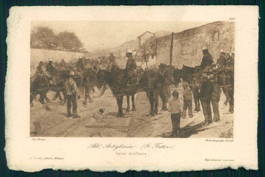 Artist Signed G. Fattori Alt Artiglieria Militari cartolina TC6056 – fronte