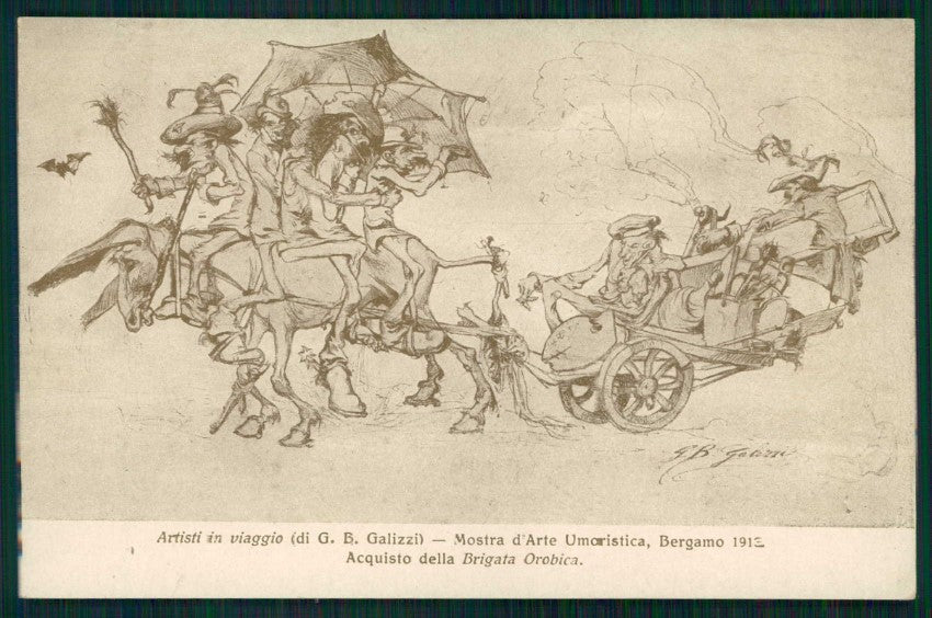 Bergamo Galizzi Mostra Arte Umoristica 1913 Brigata Orobica cartolina TC6074 – fronte