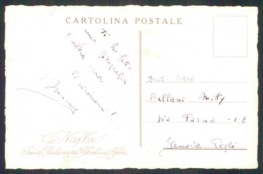 Artist Signed Mazza Pubblicitaria Petroli Aureola Nafta cartolina TC6083 – retro