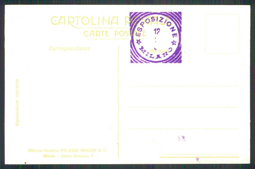 Artist Signed Plinio Codognato Milano Expo 1906 Agraria cartolina TC6090 – retro