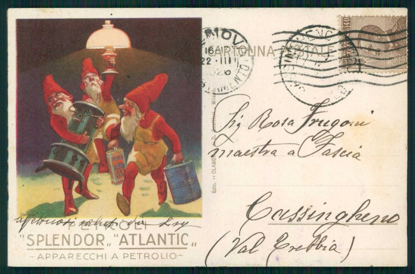 Genova Petroli Splendor Atlantic Gnomi Zwerge Pubblicitaria cartolina TC6092 – fronte