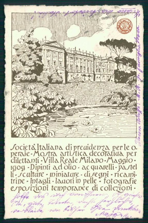 Milano Commemorativa Villa Reale Società Previdenza Operaie cartolina TC6104 – fronte
