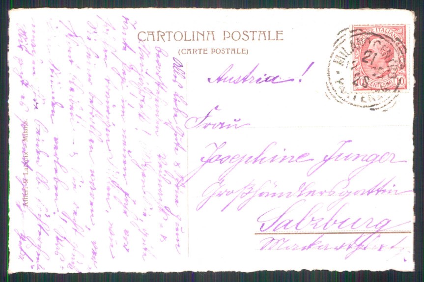 Milano Commemorativa Villa Reale Società Previdenza Operaie cartolina TC6104 – retro
