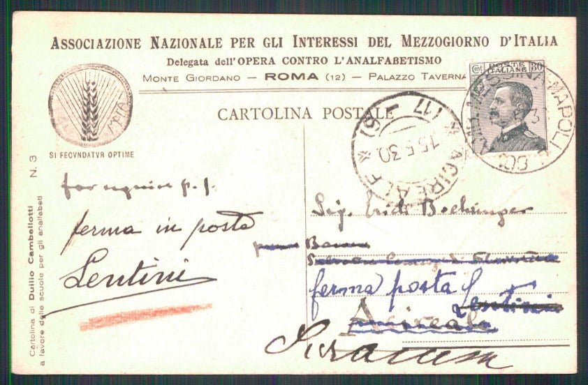 Reggio Calabria Roma Analfabetismo Duilio Cambellotti serie 3 cartolina TC6110 – retro