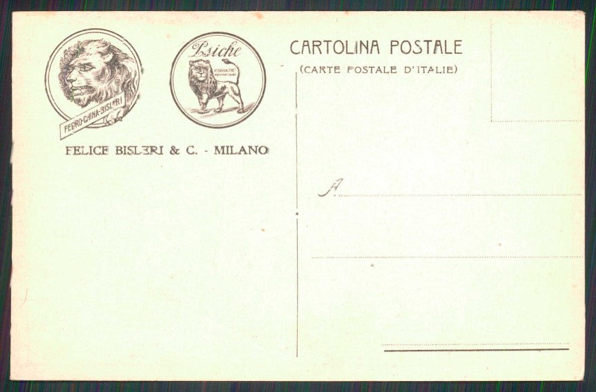 Politica De Amicis Celli Pubblicità Ferro China Bisleri Malaria cartolina TC6115 – retro