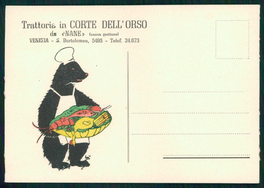 Venezia città Trattoria Corte dell'Orso Pubblicitaria FG cartolina TC6129 – fronte