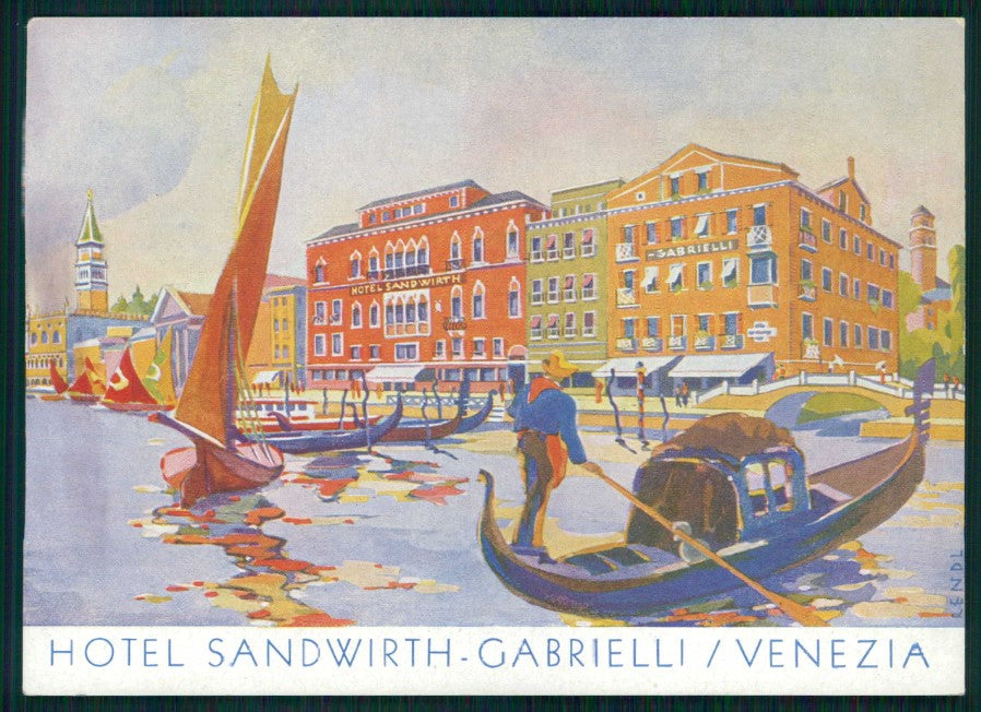Venezia città Hotel Sandwirth Gabrielli Rendl Pubblicitaria FG cartolina TC6130 – fronte