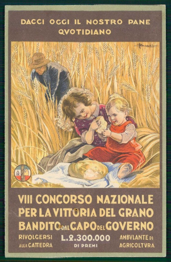 Propaganda Fascismo VIII Concorso Vittoria del Grano Busi FORI cartolina TC6180 – fronte