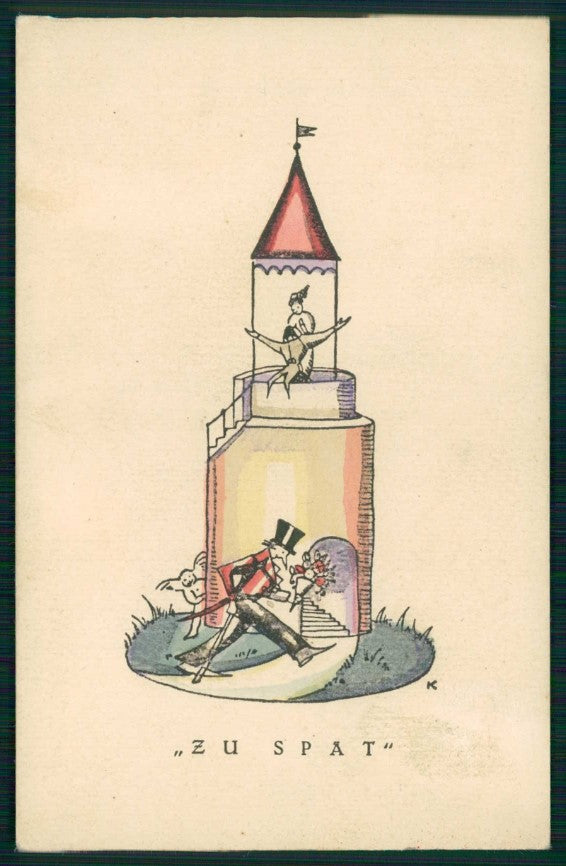 Artist Signed Sascha Kronburg Zu Spat Troppo Tardi AK cartolina TC6185 – fronte
