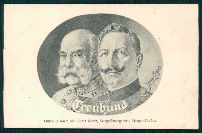 Reali Royalty Kaiser Wilhelm II Franz Joseph I von Osterreich cartolina TC6198 – fronte