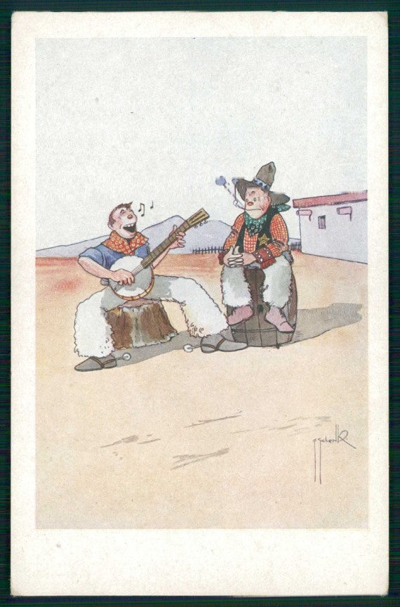 Artist Signed F. Schenk Music Cowboy cartolina TC6203 – fronte
