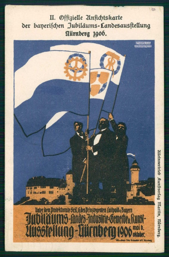 Bayern Nurnberg Jubilaums Landesausstellung Weisgerbef ABRADED cartolina TC6252 – fronte