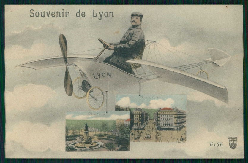 France Rhone Lyon Souvenir de Aviation Avion Surrealisme cartolina TC6262 – fronte