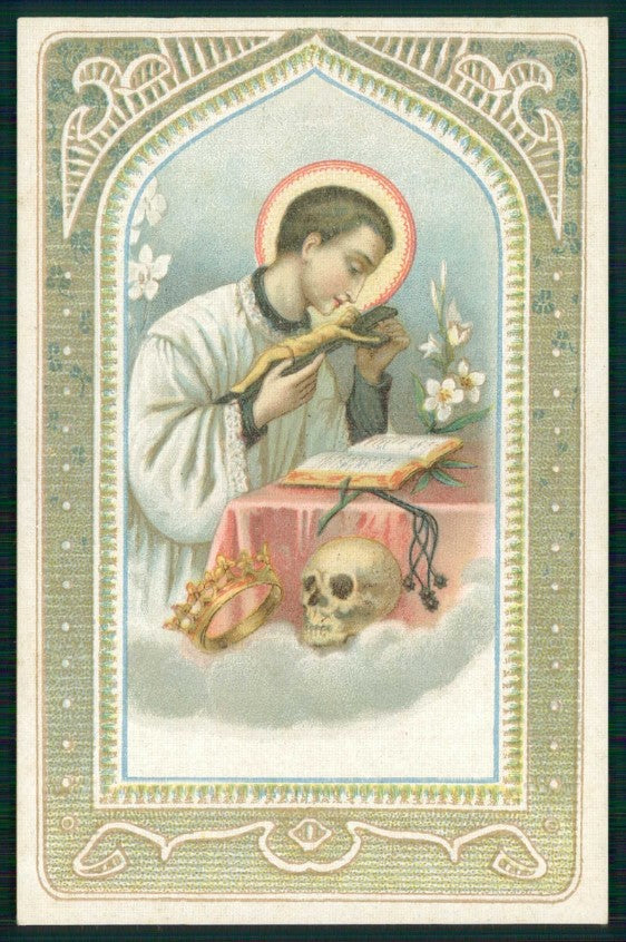 Religione San Bruno ? Teschio Corona Gigli Santino Holy Card cartolina TC6267 – fronte
