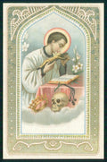 Religione San Bruno ? Teschio Corona Gigli Santino Holy Card cartolina TC6267 – fronte