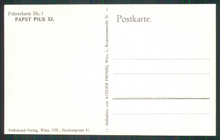 Religione Papa Pio XI cartolina TC6268 – retro